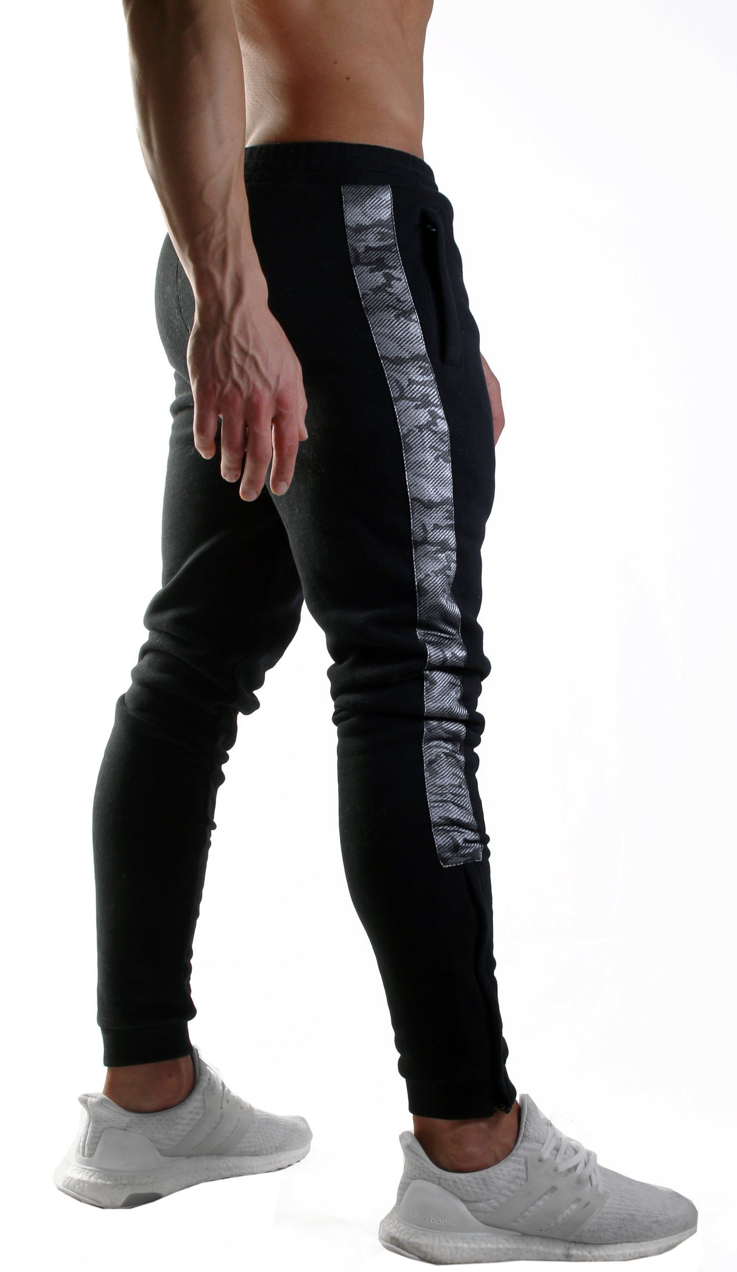 Alpha Fitness Pants with gray camo stripes