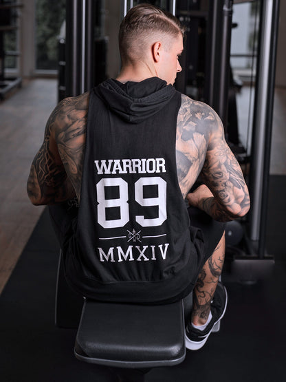 Kapuzen Tank Top "Warrior 89" - Schwarz